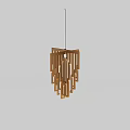 Modern Wooden Chandelier With Geometric Strip Design And Home Interior Decoration