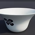 Elegant White Ceramic Tableware Set Bowl With Black Four Leaf Flower Pattern