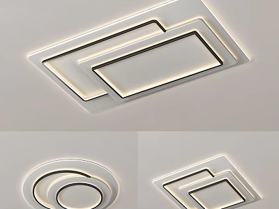 Modern Sleek Ceiling Light With Geometric Square Round Design And LED Lighting 3d model
