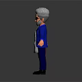 Cartoon Characters With White And Gray Hair Wearing Apron Blue Suit Holding Hands