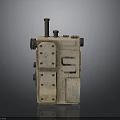 Vintage Industrial Metal Mechanical Component With Rusted Surface Bolts And Holes