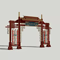 New Chinese style ancient building archway Guochao Guofeng block night market entrance and exit Meichen archway scenic spot gate tower scenic spot gate Guofeng entrance and exit market night city entrance and exit 3d model