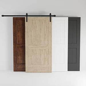 Modern Barn Door Hanging Rail Door 3d model