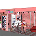 Luxury Pink Cosmetics Specialty Store Interior With Display Counters Mirrors And Seating