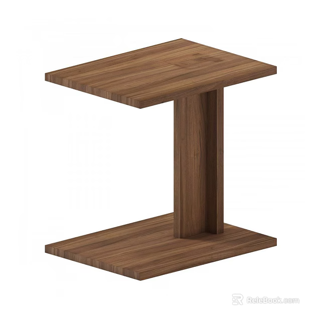 Modern Wooden Side Table With Square Top And Single Column Support Base 3d model