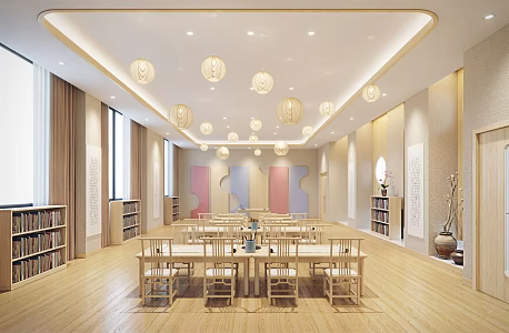 New Chinese Classroom Kindergarten Sinology Room 3d model