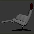 White Recliner Chair with Red Ear Shaped Accents Ottoman and Black Base Design