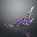 Purple And Gold Decorative Bow Weapon Featuring Shiny Ornate Curved Details