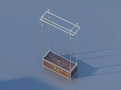 Floor Standing Clothes Rack with Metal Frame and Wooden Bottom Drawer Cabinet for Home Use 3d model