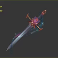 Fantasy Decorative Sword Weapon with Golden Hilt Purple Gem and Glowing Blade
