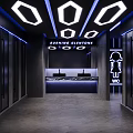 Modern Cyberpunk Mens Public Toilet With Stunning Neon Lighting And Sleek Dark Interior Design