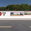 Building Exterior Wall with Clean Governance Calligraphic Landscape Art Ancient Town Green Trees Blue Sky