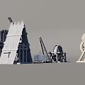Ancient Mechanical Devices Collection Featuring Catapult Winch Pulley And Vintage Structures 3d model