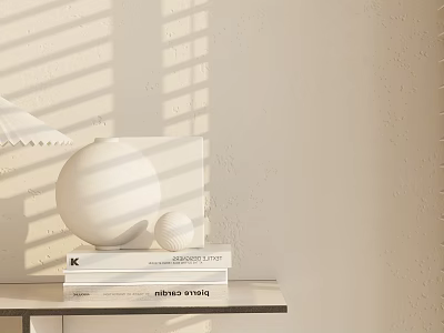 Minimalist Modern Decorative Ornament Set With Spherical Ornament Books Table Lamp And Blinds Shadow Wall 3d model