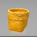 Yellow Handwoven Storage Basket With Intricate Wicker Texture And Durable Design 3d model
