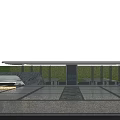 Elegant Modern Entrance Gate Design With Glass Structure And Landscaped Courtyard