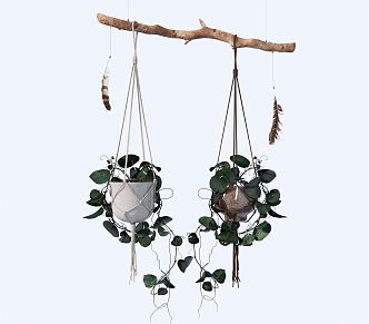 Modern hanging basket flower basket decorative pendant 3d model