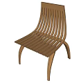Wooden Slatted Leisure Chair With Modern Curved Legs And Sleek Design