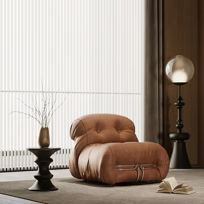 Middle ancient style single person sofa leisure sofa side floor lamp 3d model