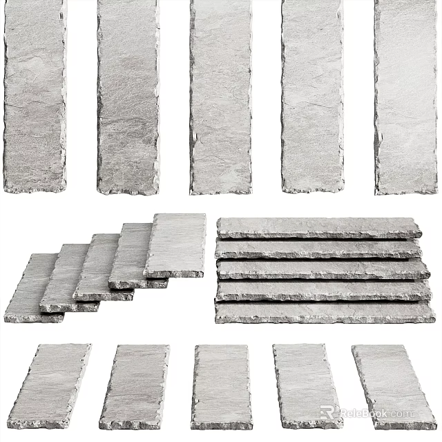 Grey Stone Steps Landscape Design With Natural Texture And Outdoor Appeal 3d model 