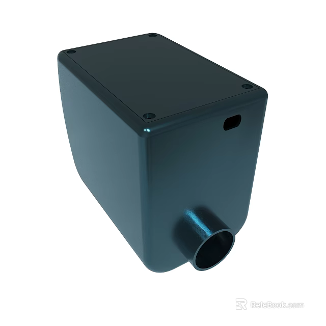Black Square Device Enclosure With Circular Port And Screw Fasteners 3d model 