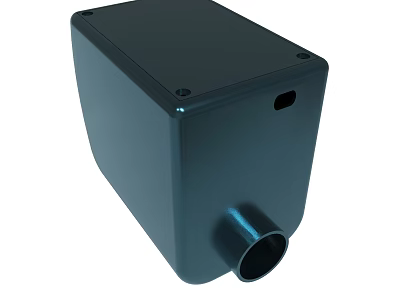 Black Square Device Enclosure With Circular Port And Screw Fasteners 3d model