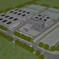 Aerial View Planning Of Industrial Park With Building Layout Greenery And Roads