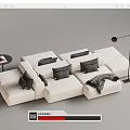 Stylish White Modular Sectional Sofa with Black Cushions Throw Blanket Side Table and Floor Lamp