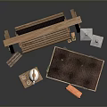 Outdoor Garden Decor With Wooden Swing Plant Pots Lantern And Crates