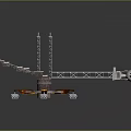 Industrial Crane Structure With Tower Boom Base And Support Wheels