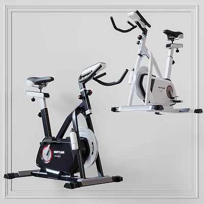 Two Black And White Stationary Exercise Bikes For Home Gym Fitness Equipment 3d model