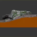 3D Geological Scene Model With Orange Base Green Moss Covered Stones And Dirt