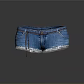 Blue Denim Shorts With Belt Frayed Hem And Pockets For Casual Daily Use