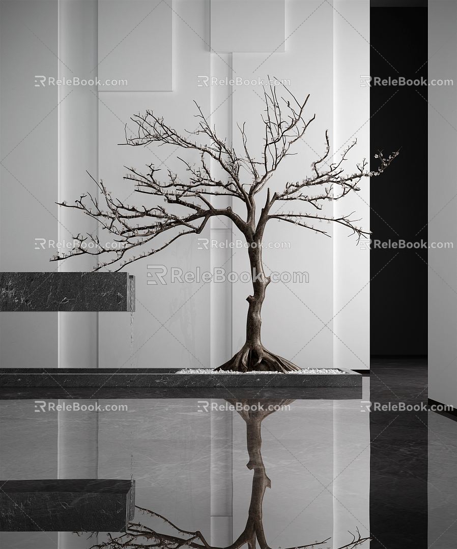 Modern tree decoration tree water feature model