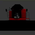 Red Modern Combine Harvester Functional Agricultural Vehicle With Black Accents And Efficient Design
