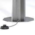 Modern Floor Lamps With Cylindrical Metallic Bodies And Spherical Glowing Shades