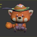 Cute Red Panda Plush Toy With Pancake Hat Honey And Fried Egg Spoon