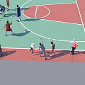 Soccer Field With Green Turf Markings Goal Posts And Adjacent Basketball Courts