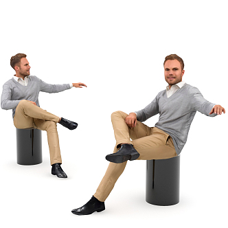 Modern Men Sitting Men 3d model