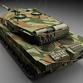Modern Main Battle Tank With Camouflage Paint Long Barrel Tracks And Turret Design