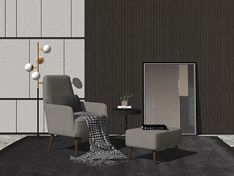 Modern Single Sofa Single Sofa Floor Lamp Combination 3d model