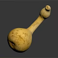 Handcrafted Yellow Gourd Shaped Sculpture with Curved Neck and Smooth Surface Artistic Carving