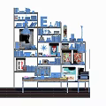 Stylish Home Office Studio With Bookshelves Wall Hangings Posters And Decorative Art