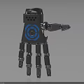 Futuristic Mechanical Fashion Glove With Silver Metal Blue Accent And Sci Fi Design