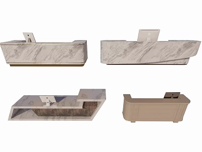 Elegant Modern Reception Desk With Marble Counter And Stylish Design Structures 3d model