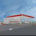 Modern Gas Station Featuring Red Canopy And White Building Structure