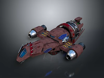 Futuristic Cosmic Spaceship Design for Interstellar Travel with Metallic Engines and Blue Windows 3d model