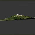 Scenic 3D Terrain Model of Green Mountains With Sunlit Peaks and Lush Vegetation