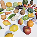 Colorful Assorted Fresh Fruits Display With Apples Oranges Pears And Pineapple On White Background