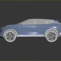 Blue Concept SUV Car with Streamlined Design Transparent Roof Large Wheels and Unique Front Grille